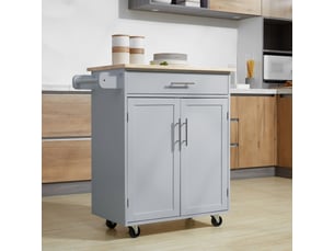 Desserte de cuisine sur roulettes chariot de service ilot de cuisine avec tiroir de placard et porte-torchons - gris