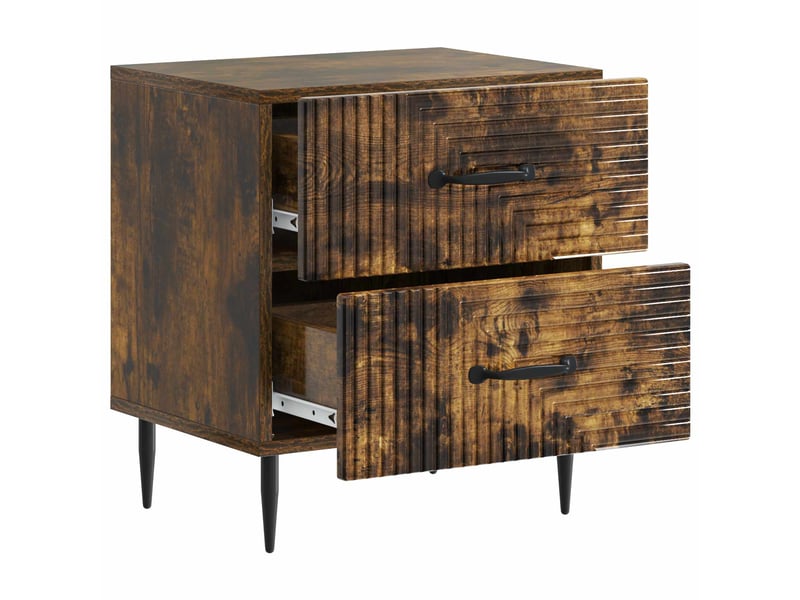  Table de chevet - cabinet de chevet - table de nuit 2 pièces chêne fumé 43 x 34,5 x 47,5 cm  - Conforama E