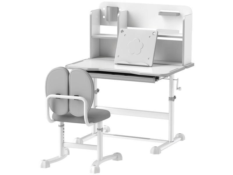 Ensemble bureau et chaise enfant réglables gris, plateau inclinable 0 à 45°, 80 x 55 cm - Conforama B