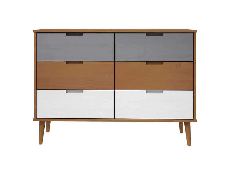  Commode chambre adulte, armoire à tiroirs marron 113x40x80 cm bois de pin massif shl63976  - Conforama D
