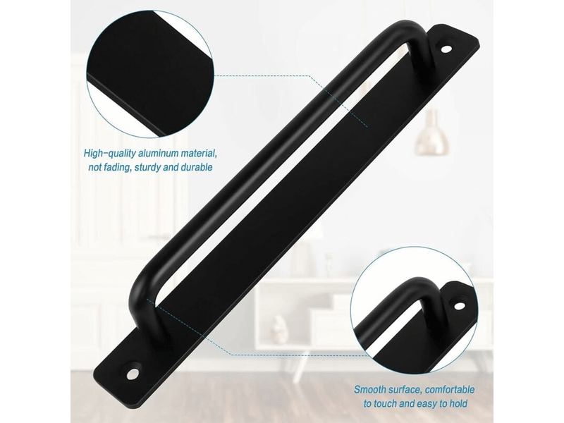 Poignée de porte coulissante en alliage d'aluminium noire, résistante, avec 4 vis, 211 mm, couleur noire - Conforama C