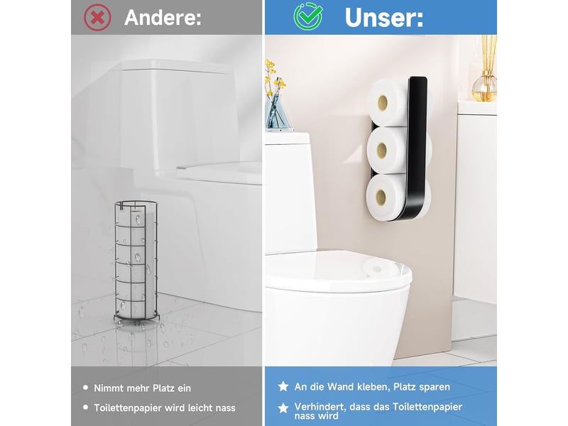  Rangement papier toilette, porte papier toilette pour 3 rouleaux de réserve métal  - Conforama D