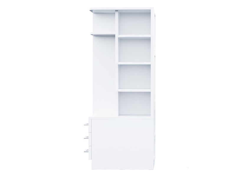  Armoire pour enfant, avec penderie, 3 tiroirs, étagères multi-niveaux, multifonction, 70 × 45 × 135 cm, blanc  - Conforama E