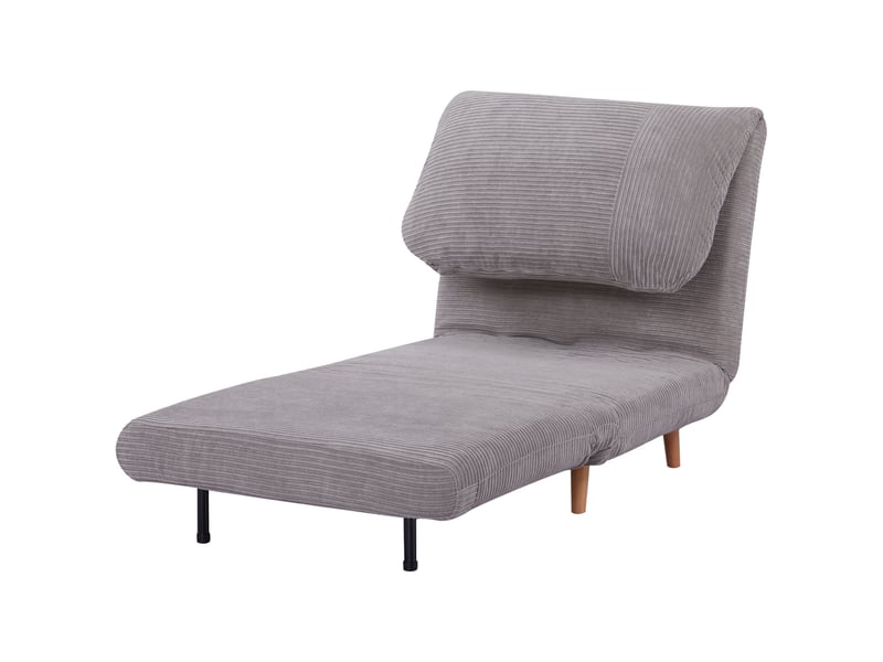 Fauteuil convertible 1 place en velours côtelé gris 82 x 87 x 89 cm - Conforama B