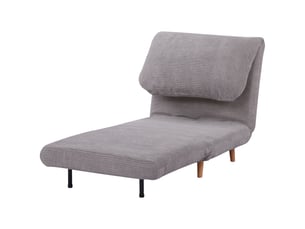 Fauteuil convertible 1 place en velours côtelé gris 82 x 87 x 89 cm