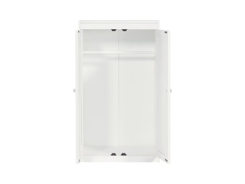  Lit mezzanine avec bureau et armoire - 90x200cm - étagères ouvertes et échelle à 4 échelons - avec sommier à lattes - blanc et naturel  - Conforama E