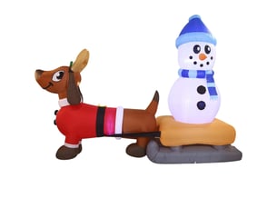 Chien gonflable de noël 2,4 m avec led, grande décoration lumineuse pour jardin, pelouse et extérieur