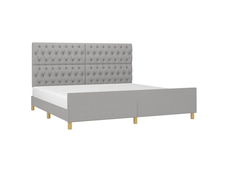 Lit double- lit adulte - cadre de lit sans matelas avec tête de lit gris clair tissu - Conforama B