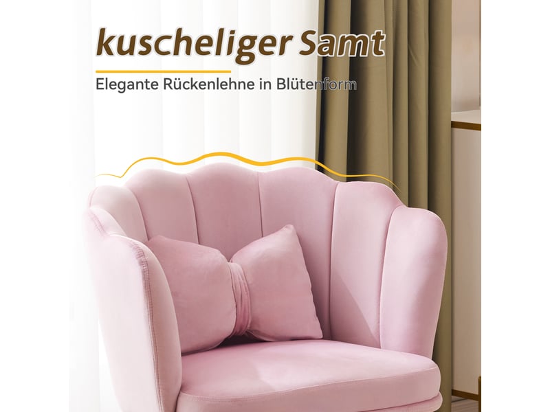  Lot de 4 chaises en velours rose, pieds en métal doré WF532311AAP-4 - Conforama E