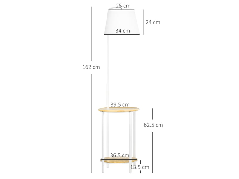  Lampadaire 43x39,5x162 cm avec deux tablettes métal blanc  - Conforama E