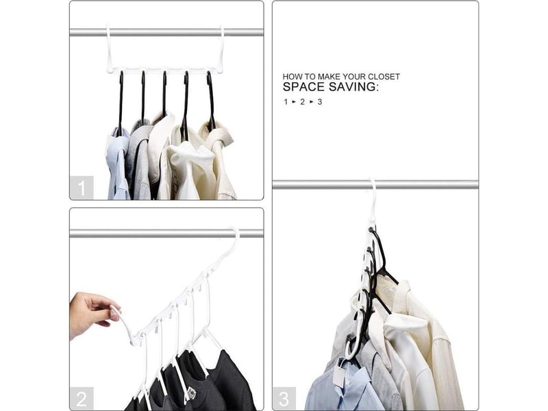  Lot de 10 cintres magiques organisateur de cintre garde-robe rangement pour vêtements gain de place dans les placard blanc 38cm long  - Conforama B