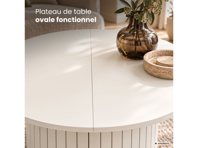  Table basse nubo cachemire 80 cm ronde cannelée avec rangement 80x80x45 cm NUBO - Conforama D
