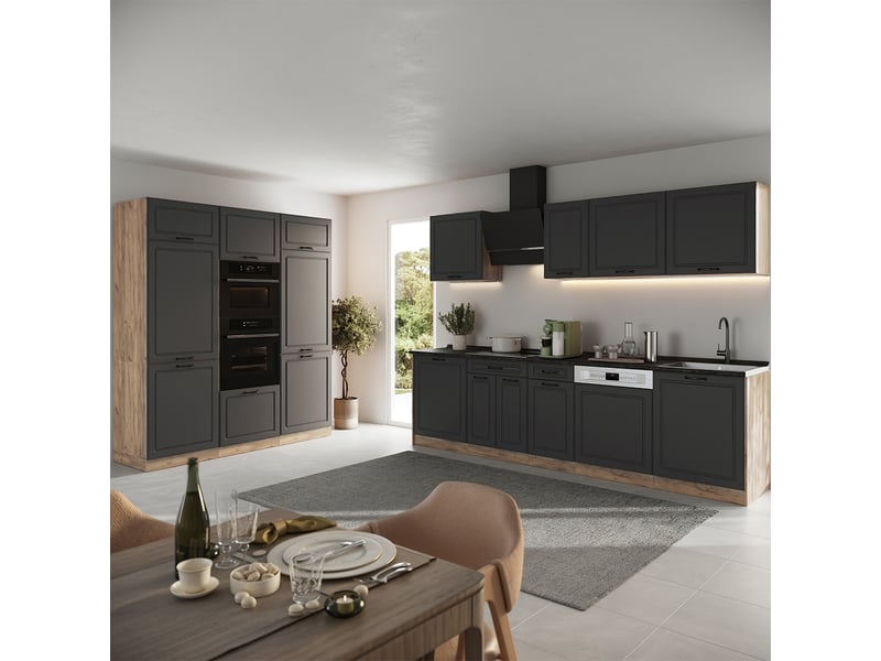  Vicco cuisine, anthracite campagnechêne doré, 180cm sans plan de travail  - Conforama C