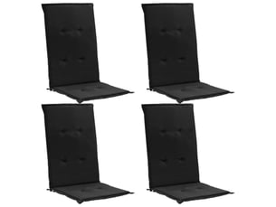 Lot de 4 coussins de chaise de jardin 100% polyester imperméable noir 120x50x3 cm dec021667