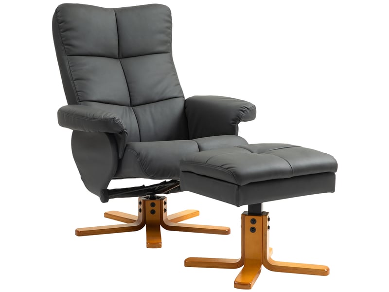  Fauteuil inclinable avec repose-pieds, dossier inclinable à 145°, pivotant à 360°, similicuir, gris foncé  - Conforama B