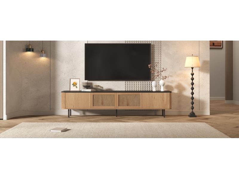  Meuble tv 190 x 35 x 45 cm moderne, panneau tv, support tv, meuble tv bas. Design unique, meuble salon  - Conforama W