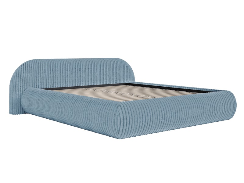  Selsey shels - lit rembourré - 200x200 cm - velours côtelé bleu Shels Low - Conforama D