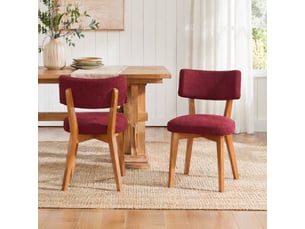 Lot de 2 chaises de salle à manger style mid-century en tissu rouge bordeaux