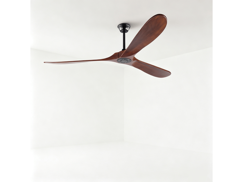  Ventilateur de plafond 70 pouces sans éclairage, pales en bois finition noyer, moteur dc silencieux, réversible, télécommande  - Conforama A
