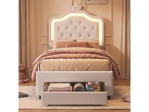 Lit avec rangement 90x200 cm <strong>Lonelyo</strong>  <strong></strong> coloris blanc