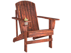 Fauteuil adirondack en bois avec accoudoirs et dossier haut pour terrasse ou balcon extérieur, 72 x 95 x 93 cm, marron