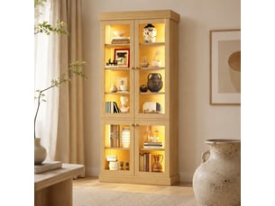 Vitrine coloris naturel 4 étagère(s) <strong>DESMIU</strong> <strong></strong> - 80 cmx180 cm