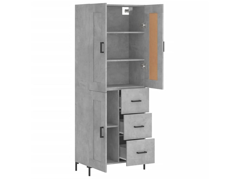  Buffet haut - bahut - meuble de rangement gris béton 69,5x34x180 cm bois d'ingénierie  - Conforama D