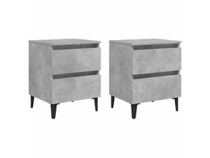 Lot de 2 tables de chevet - cabinet de chevet - table de nuit gris béton 40x35x50 cm bois d'ingénierie