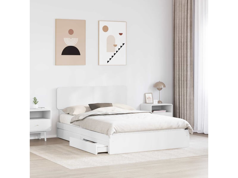 Lit double- lit adulte - lit de rangement réglable blanc 140 x 190 cm bois d'ingénierie - Conforama B