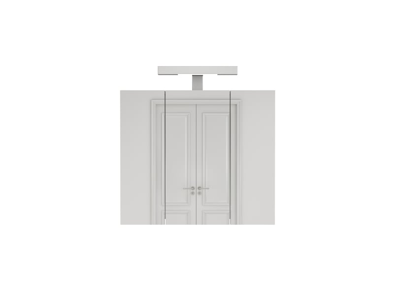  Armoire de salle de bains miroir 60 cm blanche à 3 portes avec led et prise française, rangement mural pratique  - Conforama E