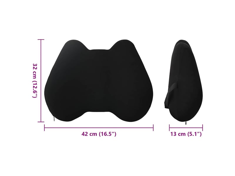  Coussin dorsal, coussin lombaire noir mousse à mémoire de forme 40 x 32 x 13 cm cf56448  - Conforama E