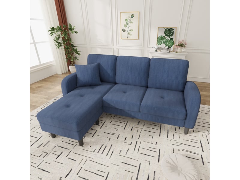  Canapé d'angle modulable avec méridienne 166 x 118 x 77 cm - canapé 3 places compact en velours côtelé  - Conforama R