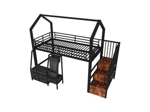 Lit mezzanine 90x200 cm CozyNest coloris noir