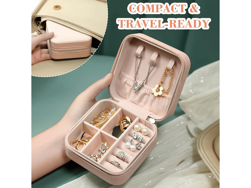 Boîte à bijoux portable, boîte de rangement, boîte d'emballage pour bagues, colliers et bracelets, boîte à bijoux, rose - Conforama E