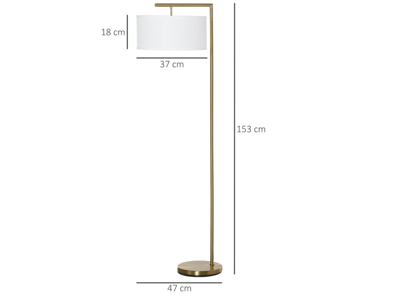  Lampadaire e27 47x37x153 cm design moderne métal doré blanc  - Conforama D