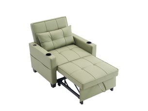 Fauteuil lit convertible 3 en 1 - 68x173 cm - vert - canapé lit d'appoint pliable avec porte-gobelets et port usb !