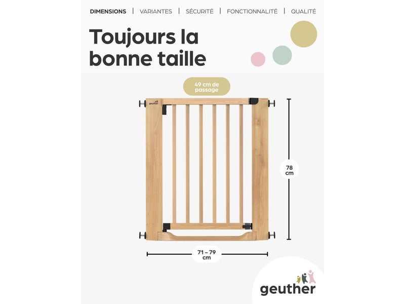  Geuther barrière de sécurité easylock flatstep bois 71-79 cm - seuil plat, sans perçage 2772_ECO - Conforama D