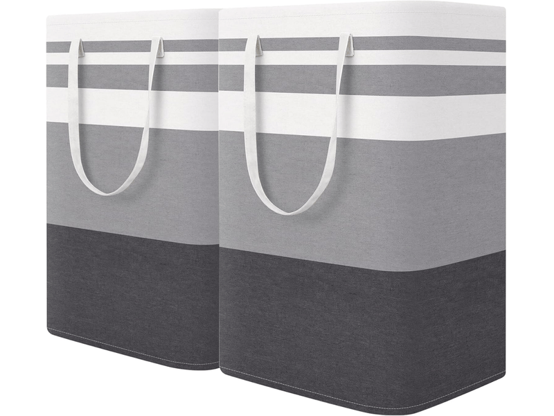 Lot de grands paniers à linge imperméables autoportants, sacs pliables avec poignées allongées pour le rangement et le transport - Conforama A