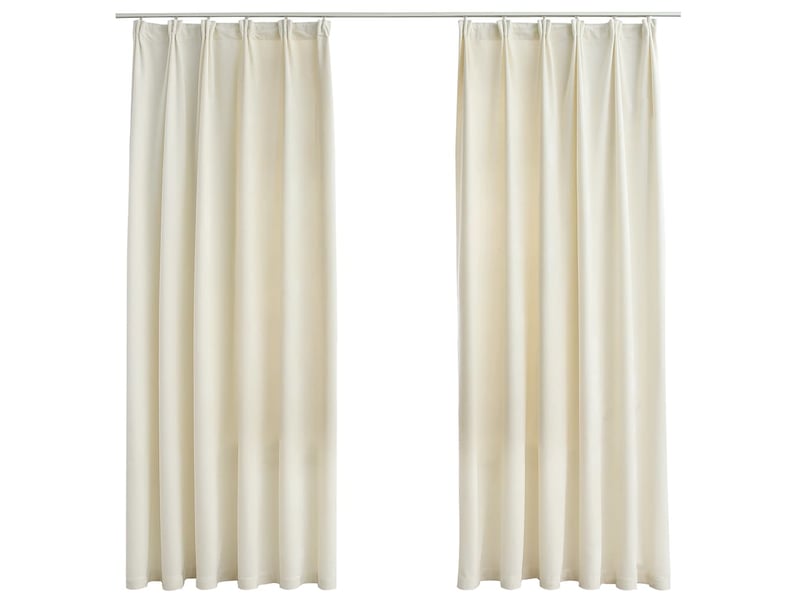 Lot de 2 rideaux occultants, rideaux black-out avec crochets velours crème 140x175 cm cf44895  - Conforama A