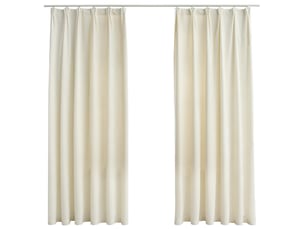 Lot de 2 rideaux occultants, rideaux black-out avec crochets velours crème 140x175 cm cf44895
