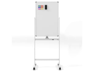 Tableau blanc mobile double face 60 x 90 cm avec hauteur réglable 4 roulettes moderne en métal blanc 20_0014142