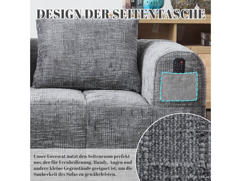  Canapé de salon, canapé moderne – sans montage, poches latérales, gris  - Conforama D