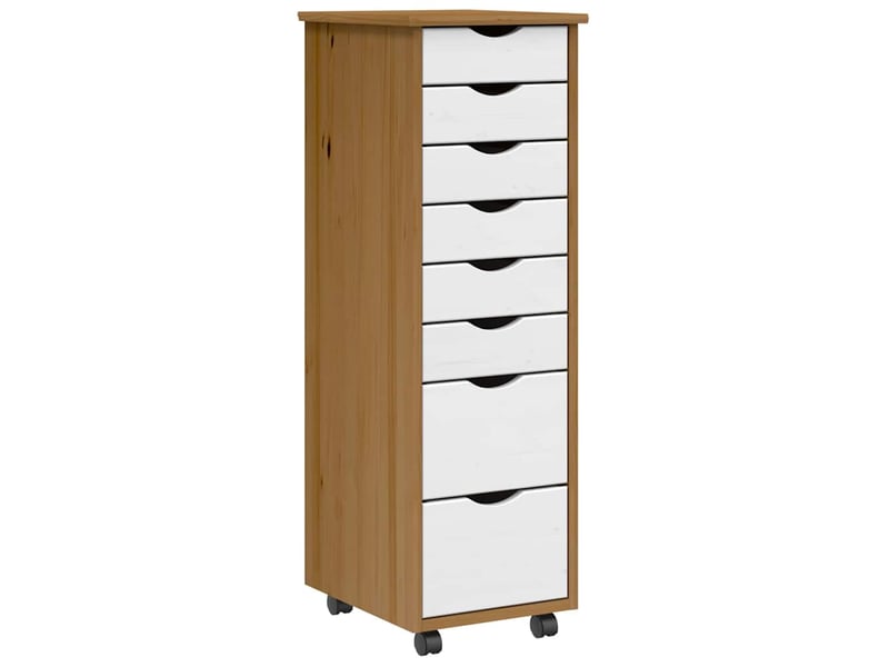  Armoire de rangement roulante avec tiroirs moss bois de pin marron miel shl8914  - Conforama A