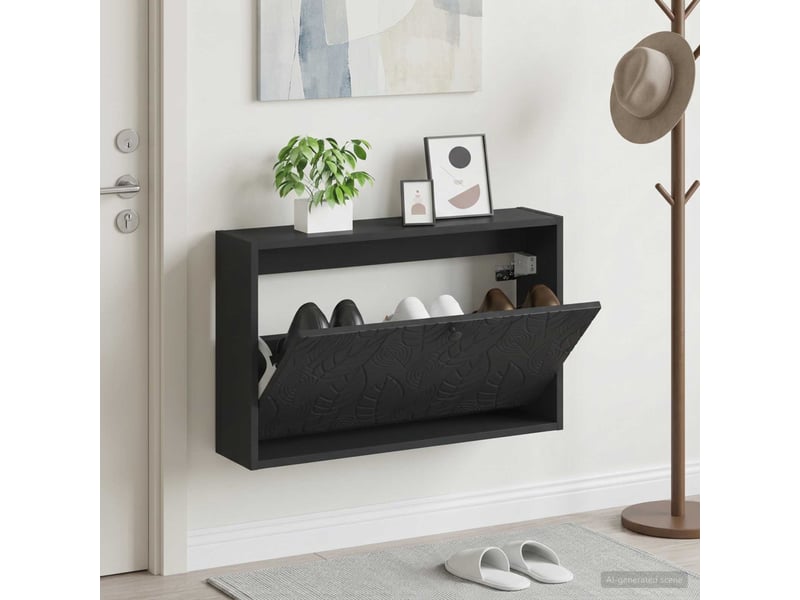  Meuble à chaussures mural, armoire à chaussures delft 71x17x43 cm noir  - Conforama B