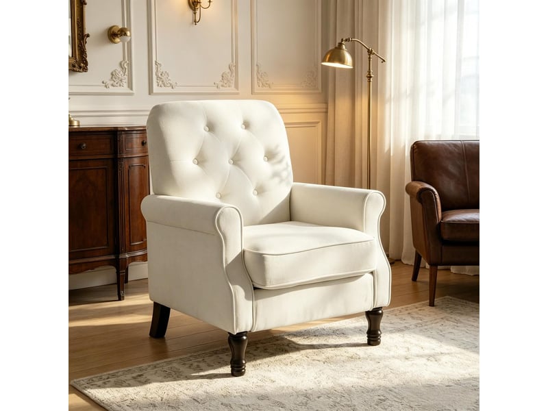  Fauteuil 1 place assise épaisse rembourrée coussins à ressorts revêtement en lin  - Conforama B