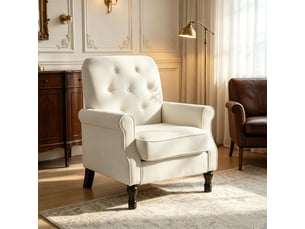 Fauteuil 1 place assise épaisse rembourrée coussins à ressorts revêtement en lin