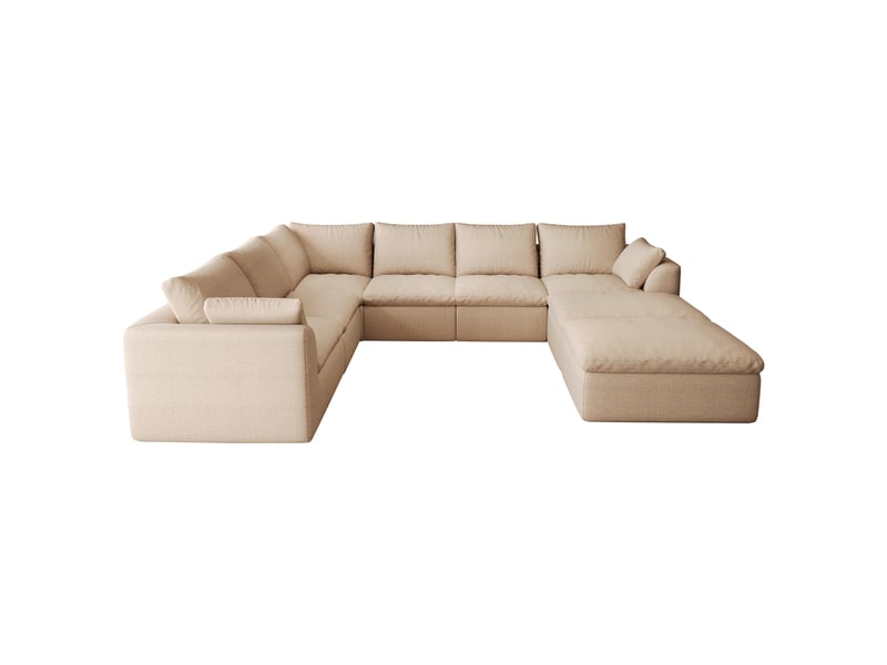 Canapé d'angle 8 places 310x245 cm - mousse haute élasticité - tissu - salon moderne - kaki - Conforama A