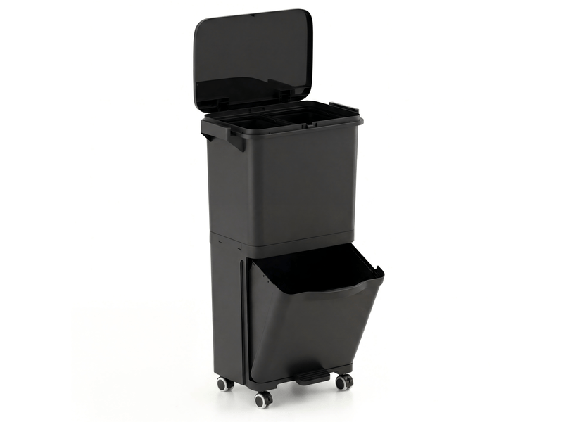  Poubelle de cuisine à 3 compartiments, système de tri des déchets 36l avec 4  - Conforama A