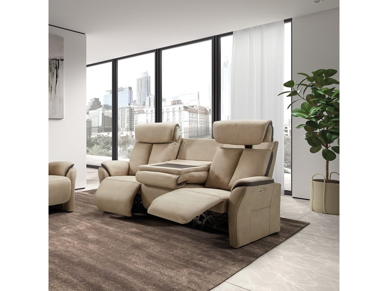  Canapé 3 places relax électrique new nobuck beige et gris foncé - odeon ODEON - Conforama C