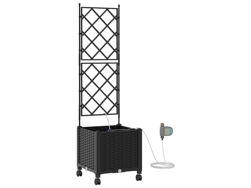  Jardinière - porte-plante de jardin avec irrigation et roues noir pp  - Conforama A